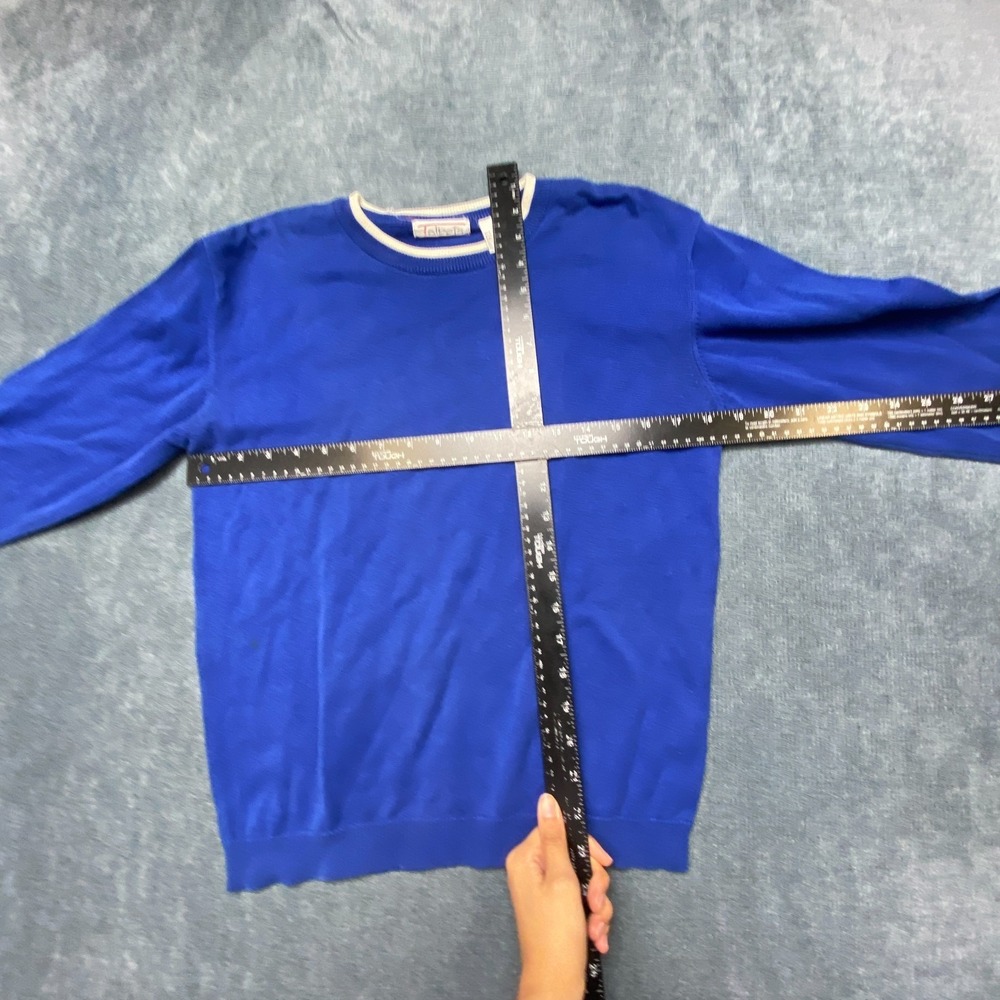 Talbots Sweater Mens Small Blue Knit Cotton Relaxed Fit Crew Neck Retro Outdoor - Picture 6 of 13